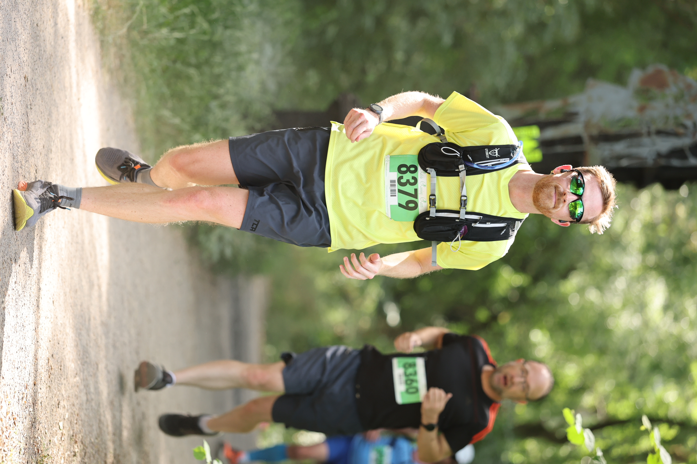 Elliot running through woodland during the Wye Valley Tunnel Run